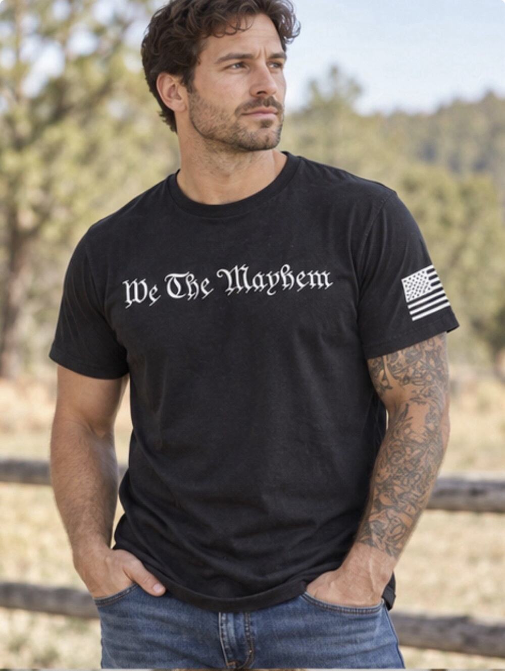 Rogue Nation Grunt Style We The Mayhem T Shirt Mens Medium Black USA Flag